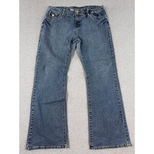 Y2K Bootcut Jeans Women's 16 Blue Medium Wash Relaxed Fit Embellished Roadrunner